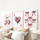 Coquette Cherry Wall Art Set of 3. Pink Romantic Decor by Wall Art Set