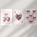Coquette Cherry Wall Art Set of 3. Pink Romantic Decor by Wall Art Set