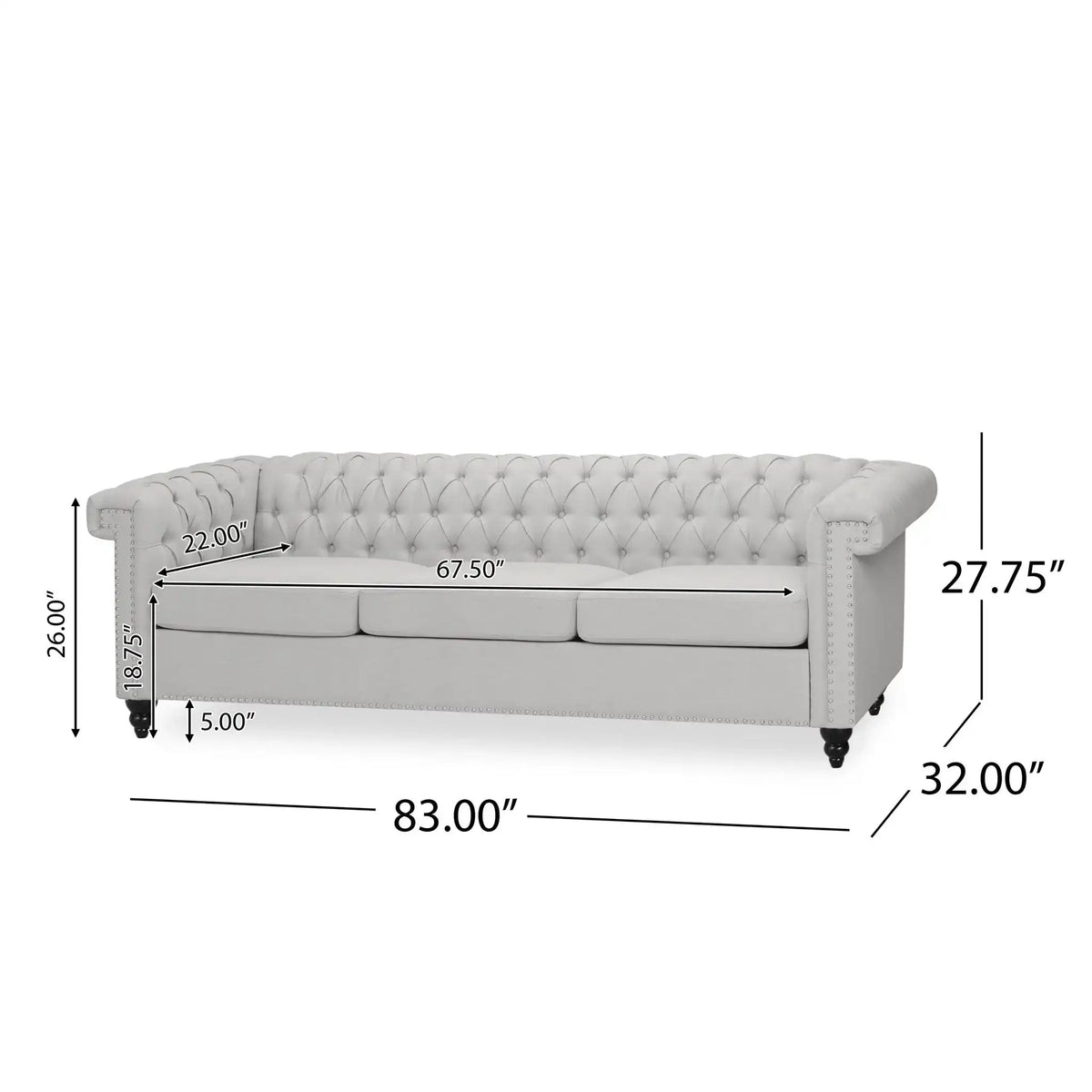 Chesterfield Style 3 Seater Sofa With Deep Button Tufting, photo 12 of 16