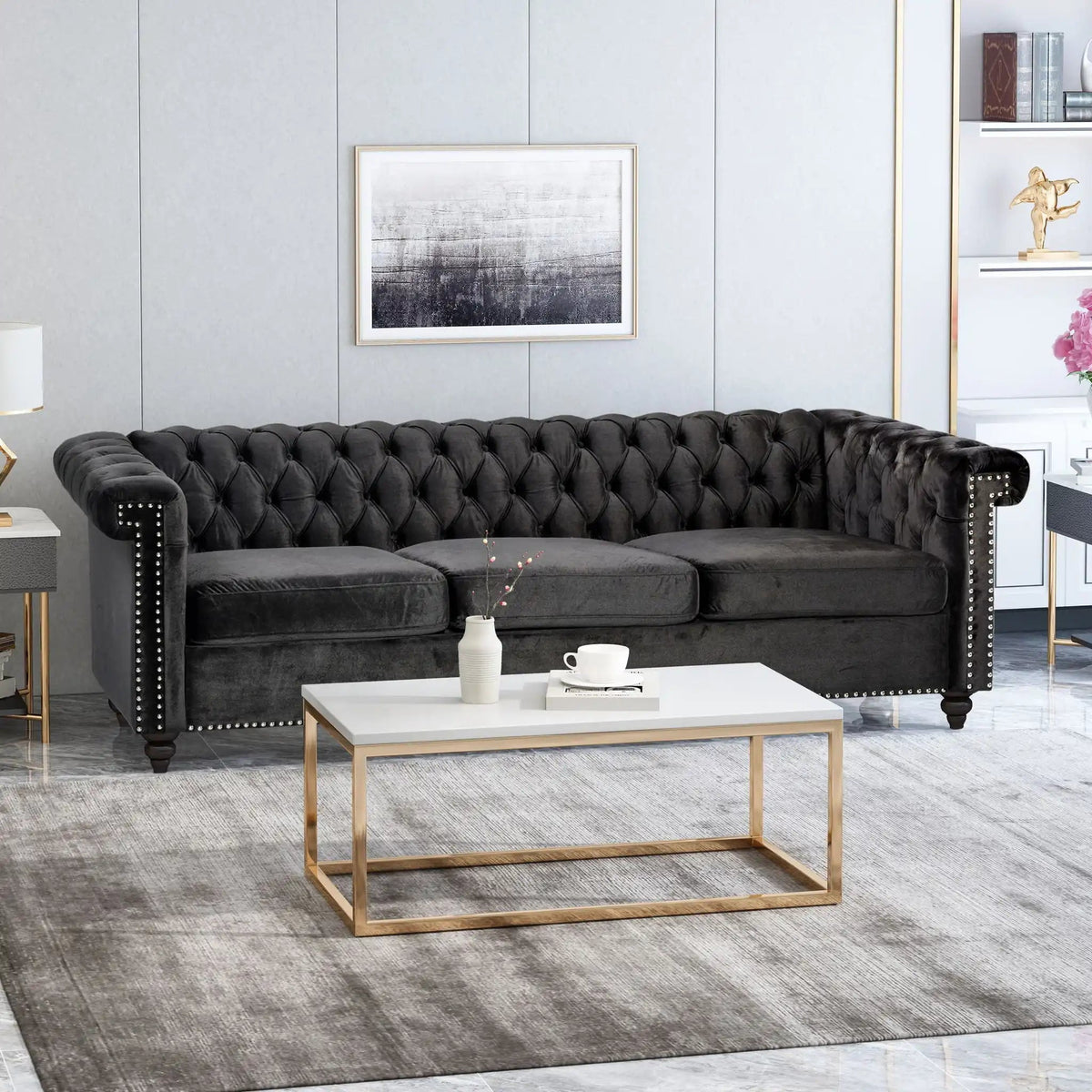 Chesterfield Style 3 Seater Sofa With Deep Button Tufting, photo 5 of 16
