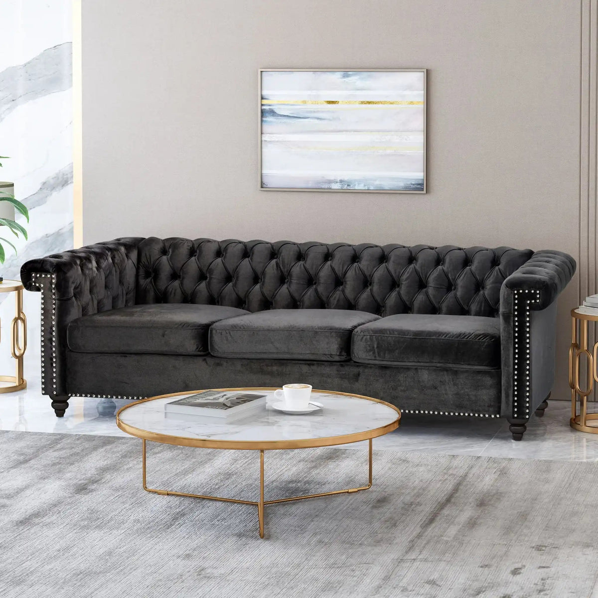 Chesterfield Style 3 Seater Sofa With Deep Button Tufting, photo 8 of 16