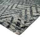 Chevron Silver and Black Shaded Scandinavian 5x8 Bamboo Silk Flatwoven Area Rug | HL36