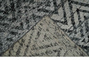 Chevron Silver and Black Shaded Scandinavian 5x8 Bamboo Silk Flatwoven Area Rug | HL36