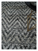 Chevron Silver and Black Shaded Scandinavian 5x8 Bamboo Silk Flatwoven Area Rug | HL36