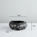 GobekUsa Black Resin Flower Pot Gold Accent Vase for Chic Home Decor