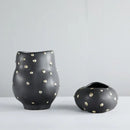 GobekUsa Black Resin Flower Pot Gold Accent Vase for Chic Home Decor