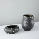 GobekUsa Black Resin Flower Pot Gold Accent Vase for Chic Home Decor