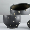 GobekUsa Black Resin Flower Pot Gold Accent Vase for Chic Home Decor