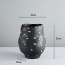 GobekUsa Black Resin Flower Pot Gold Accent Vase for Chic Home Decor