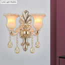 GobekUsa Chic Flower Shade Crystal Champagne Wall Light - Classic 1/2-Head Mounted Fixture