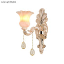 GobekUsa Chic Flower Shade Crystal Champagne Wall Light - Classic 1/2-Head Mounted Fixture