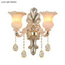 GobekUsa Chic Flower Shade Crystal Champagne Wall Light - Classic 1/2-Head Mounted Fixture
