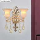 GobekUsa Chic Flower Shade Crystal Champagne Wall Light - Classic 1/2-Head Mounted Fixture