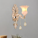 GobekUsa Chic Flower Shade Crystal Champagne Wall Light - Classic 1/2-Head Mounted Fixture