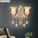 GobekUsa Chic Flower Shade Crystal Champagne Wall Light - Classic 1/2-Head Mounted Fixture