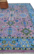 Chic Vibrant Hand Knotted Pink and Blue 8x10, 9x12, and 10x14 Traditional Wool Rug by The Rug Decor