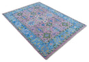 Chic Vibrant Hand Knotted Pink and Blue 8x10, 9x12, and 10x14 Traditional Wool Rug by The Rug Decor