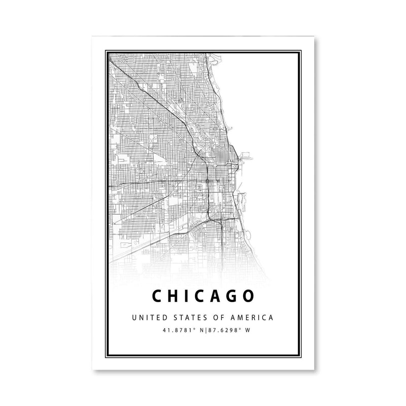 Chicago White Map Canvas