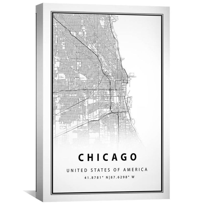 Chicago White Map Canvas