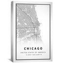 Chicago White Map Canvas