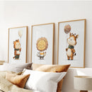 Woodland Jungle Set of 3 Prints. Lion, Giraffe, Tiger Art by Wall Art Set