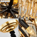 GobekUsa Chinese Style Crystal Shaded Hanging Lamp - 10-Light Gold Island Tiered Oblong Design