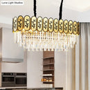 GobekUsa Chinese Style Crystal Shaded Hanging Lamp - 10-Light Gold Island Tiered Oblong Design