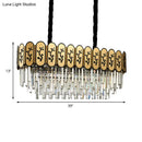 GobekUsa Chinese Style Crystal Shaded Hanging Lamp - 10-Light Gold Island Tiered Oblong Design