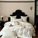 GobekUsa 5-Piece Chinese Flowers Bird Embroidery Bedding Set, 1000TC Egyptian Cotton, Queen King