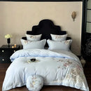 GobekUsa 5-Piece Chinese Flowers Bird Embroidery Bedding Set, 1000TC Egyptian Cotton, Queen King