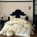 GobekUsa 5-Piece Chinese Flowers Bird Embroidery Bedding Set, 1000TC Egyptian Cotton, Queen King