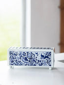 GobekUsa Blue White Porcelain Square Flowerpot Vase Chinese Retro Home Decor