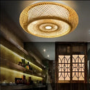 GobekUsa Bamboo Wicker Rattan Round Lantern Ceiling Light - Chinese Style Hand-Woven Fixture