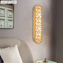 GobekUsa Chinese Style Beige LED Flush Wall Sconce with Carved Wood Shade