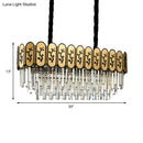 GobekUsa Chinese Style Crystal Shaded Hanging Lamp - 10-Light Gold Island Tiered Oblong Design