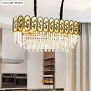 GobekUsa Chinese Style Crystal Shaded Hanging Lamp - 10-Light Gold Island Tiered Oblong Design