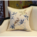 GobekUsa Birds Branches Embroidered Pillow Covers - Chinoiserie Style Chic Interiors