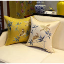 GobekUsa Birds Branches Embroidered Pillow Covers - Chinoiserie Style Chic Interiors