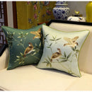 GobekUsa Birds Branches Embroidered Pillow Covers - Chinoiserie Style Chic Interiors