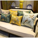 GobekUsa Birds Branches Embroidered Pillow Covers - Chinoiserie Style Chic Interiors