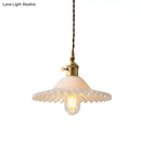 GobekUsa Chloe - Scalloped Pendant Light: Industrial Brass & White Glass