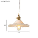 GobekUsa Chloe - Scalloped Pendant Light: Industrial Brass & White Glass