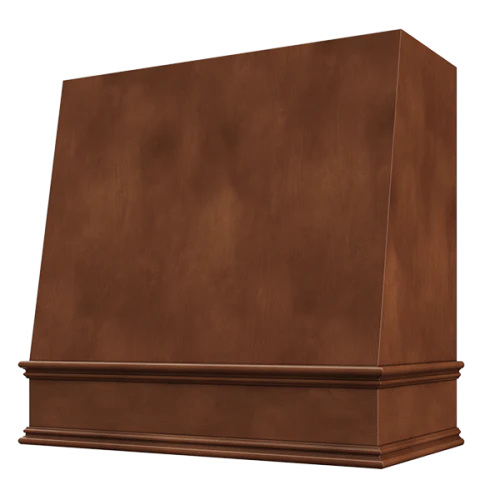 Chocolate Wood Range Hood With Angled Front and Decorative Trim - 30", 36", 42", 48", 54" and 60" Widths Available