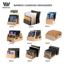 Bamboo 5-Slot Vertical File Sorter & Device Organizer | Slim Desktop Hub for Tablets, Laptops, and Documents by MobilevisionUS