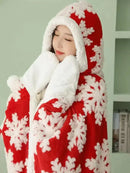 GobekUsa Hooded Christmas Coral Velvet Wearable Blanket