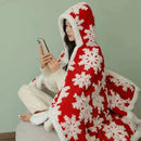 GobekUsa Hooded Christmas Coral Velvet Wearable Blanket