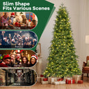 6/7.5 Feet Pre-Lit Artificial Christmas Tree with 11 Modes and Metal Stand