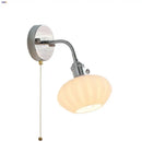GobekUsa Adjustable Arm LED Wall Light Fixture with Pull Chain Switch, White Glass