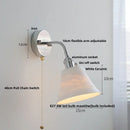 GobekUsa Adjustable Arm LED Wall Light Fixture with Pull Chain Switch, White Glass