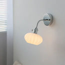 GobekUsa Adjustable Arm LED Wall Light Fixture with Pull Chain Switch, White Glass